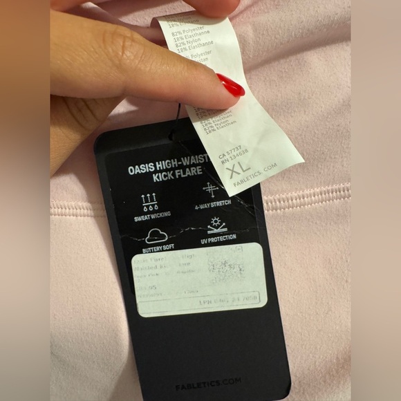 Fabletics Oasis PureLuxe High-Waisted Kick Flare Sz XL NWT light pink pants - Picture 6 of 6